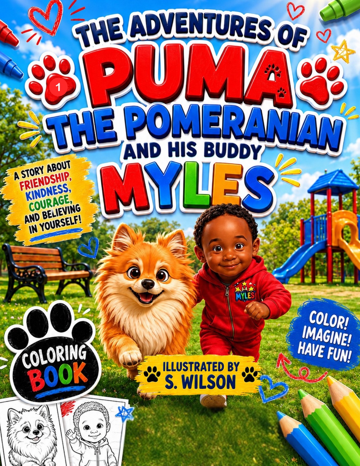 Puma and Myles coloring book cover